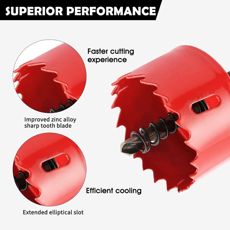 dashap 12PCS Bi-Metal Carbide Hole Saw Kit with Drill Bits for Thin Metal and Wood,Cutting Diameter 45/64'' to 2-15/16'',for Gerneral Purpose - Image 3